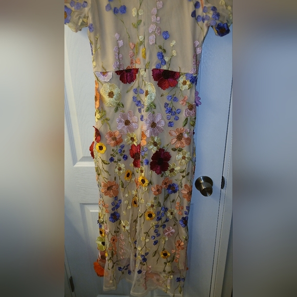 Floral Embroidery Cocktail Dress – Fairycore Romance – Size Large - Picture 12 of 12